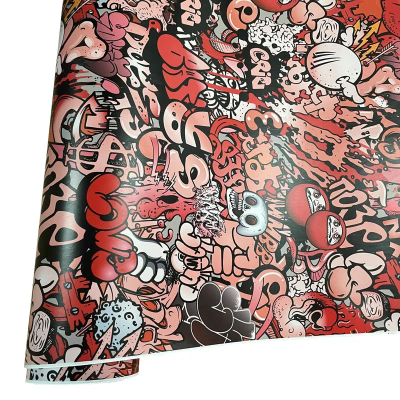 Premium Graffiti Skull Sticker Vinyl Wrap Film Roll Self Adhesive Decal Car Wrapping Foil with Air Release Bubble