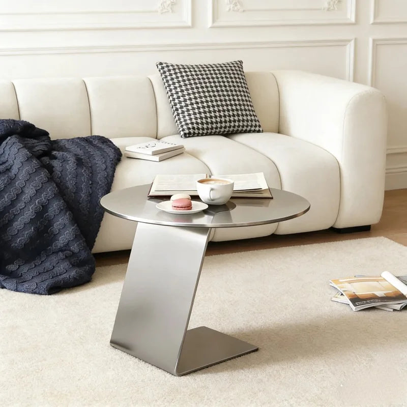 Luxury Industrial Round Side Table Stainless Steel Coffee Tables Creative Tea Table Commercial Milk Tea Shop Cafe Dining Tables