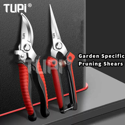 TUPI Professional Bypass Pruning Shears Garden Scissors for Tree Trimming Durable Hand Clippers with Ergonomic Non-Slip Handle