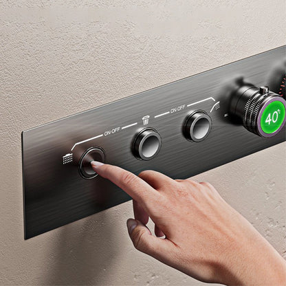 Luxury black brass wall mounted thermostatic shower system Simple embedded design for hot and cold water 3-function bathroom Tap