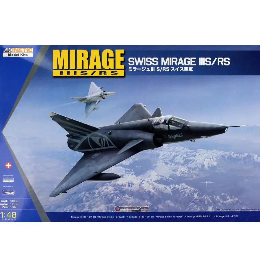 K48058 KINETIC 1/48 Swiss Air Force Mirage IIIS/RS Assembly Model Kit Military
