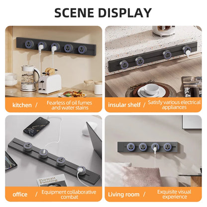 Track Socket With Switch High-end Quality Wall Power Outlet EU UK US FR Standard Universal Home Kitchen Bathroom Office Sockets