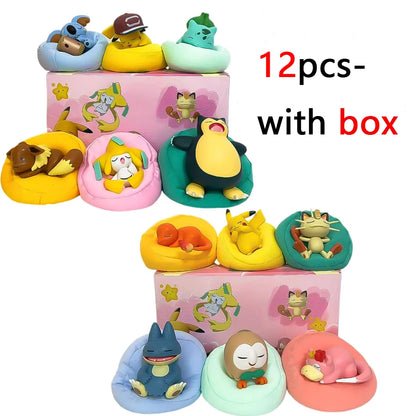 Anime Pokémon Blind Box Model Figure 1-12 Pcs Pikachu Sleep Series Interior Hand Sleeping Position Toys Gift for Sfriends