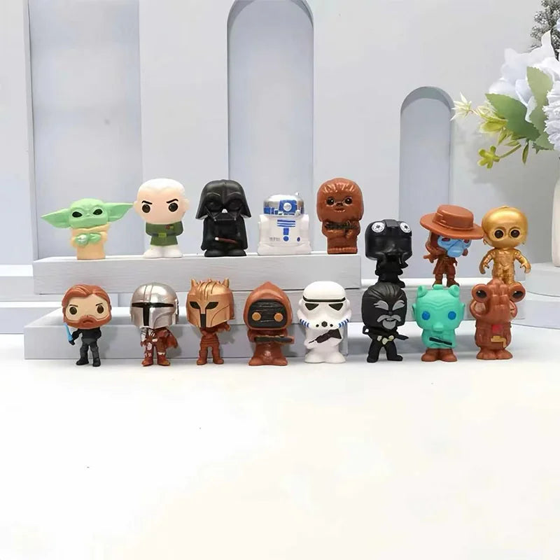 14pcs/16pcs/ set Star Wars Mandalorian Cute 4cm Figure Toys