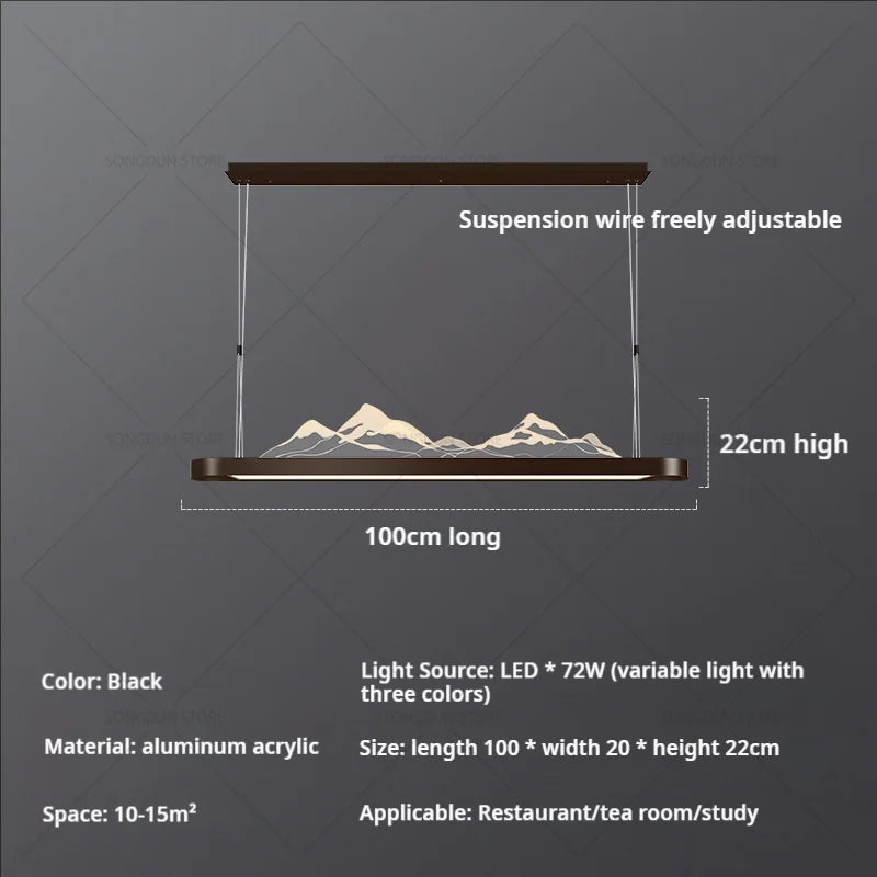 Modern Simple Living Room Light Study Light Tea Room Bar Zen Landscape Chandelier