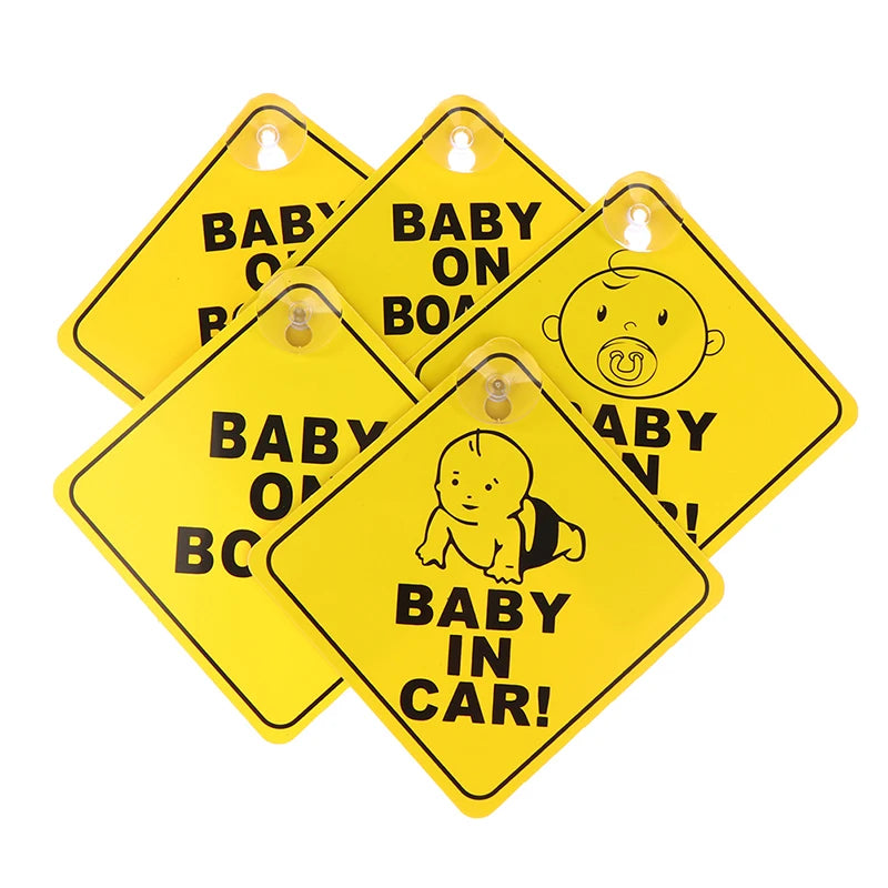 1pc Baby On Board Safety Car Window Suction Cup Yellow Warning Sign Accessor Driving Accessor Car Sticker Автомобильные Наклейки