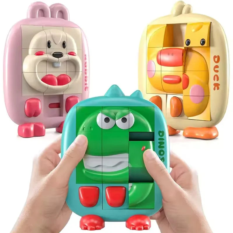3D Cartoon Animal Huarong Road Slide Puzzle Games Children Board Game Thinking Training Nine Grids Kids Educational Puzzles Toy