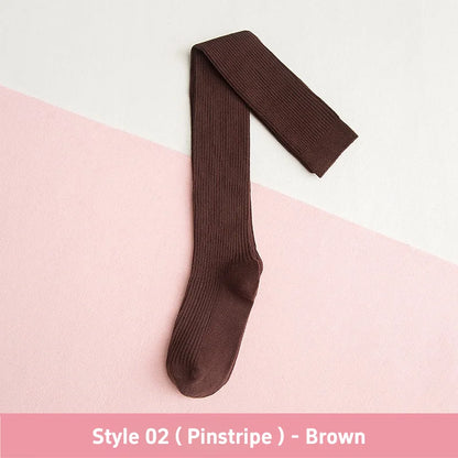 1 3 Pairs Women's Cotton Thigh High Socks Over The Knee Colorful Striped Pattern Casual Daily Wear Fashion Socks Black White