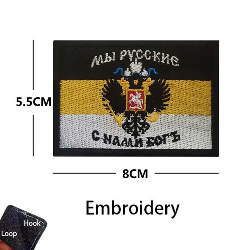 Russian Eagle Flag Emblem Russia Soldier,Knights Clothes Applique Embroidered Patch,Reflective Badges Military Tactical Stickers