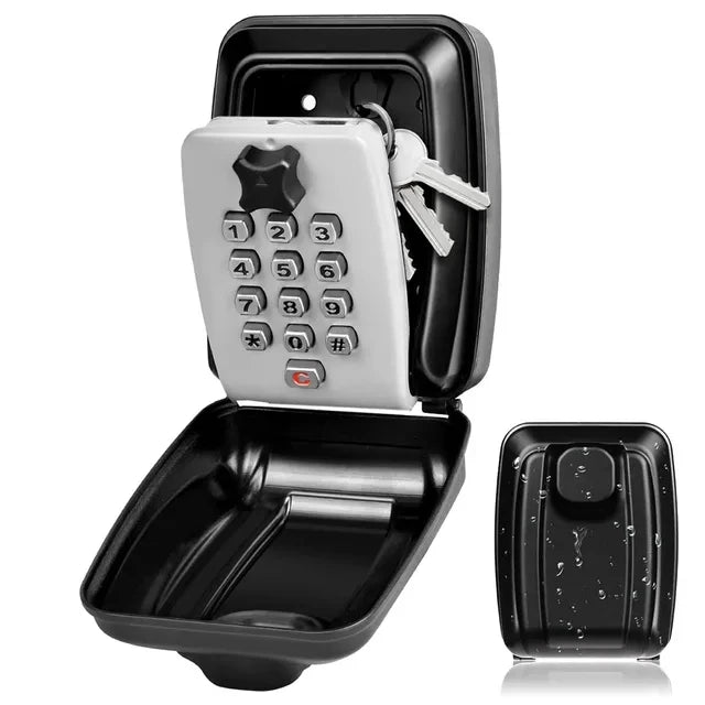 Wall Mounted Key Storage Safe Waterproof Anti-theft Key Box With Combination Lock 12-Digital Password Office Home Outdoor Use