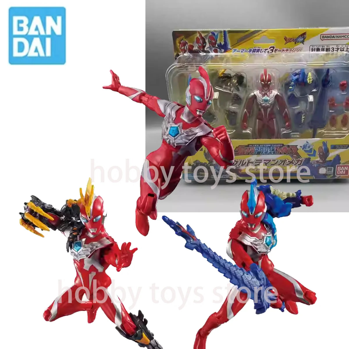 Bandai Original Ultraman Omega Three Forms DX White Tiger Set White Tiger Blue Dragon Armor Anime Action Figures for Kids Gifts