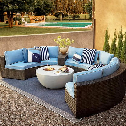 Outdoor round rattan sofa combination garden courtyard semi-circular rattan chair sofa outdoor hotel curved living room sofa