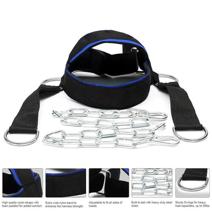 Padded Neck Training Head Harness with Chain Weight Load Lifting Chin Head Exerciser Straps Gym Bodbuilding Fitness Equipment