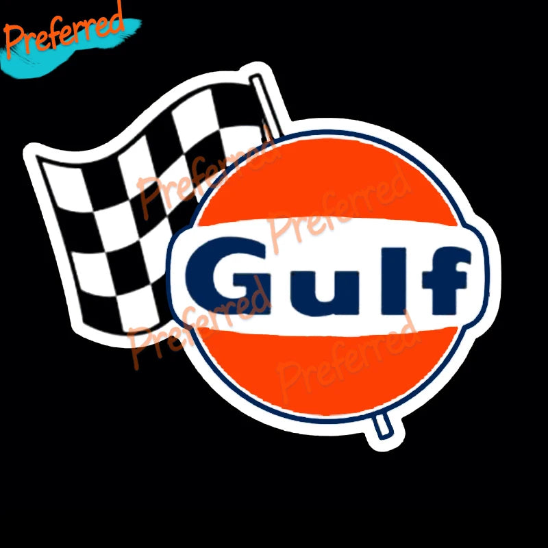 Gulf Gas Engine Oil Gulf with Flag Vinyl Decal Sticker Waterproof Tonkin Gulf Yacht Club Sticker Decal Racing Pinup Art