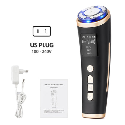 Home Use Mini HIFU Machine RF LED HIFU Ultrasonic Skin Tightening Facial Lifting Device Face Chin Neck Eye Anti Wrinkle Massager