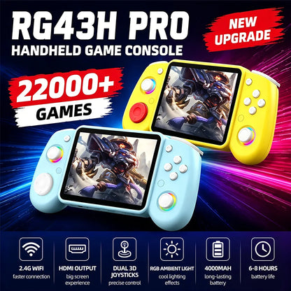 RG43H PRO Retro Handheld Game Console 22000+ Games 4.3" IPS Screen Dual System 4000mAh 2.4G WIFI Portable Handheld Video Player