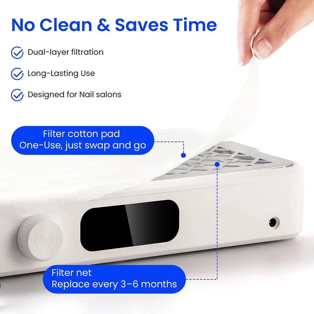 2500/2800/3000/3300/3500rpm Speed Adjustable Brushless Nail Dust Collector Powerful Twin Turbo Vacuum Nail Dust Extractor