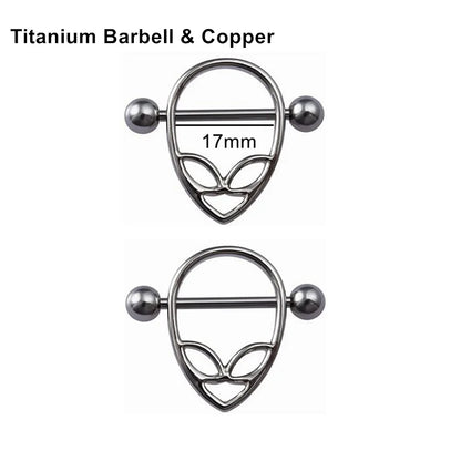 2Pcs 14G 16G Titanium Nipple Barbell For Women Men Gothic Punk Skull Alien Vampire Teeth Nipple Rings Body Meme Piercing Jewelry