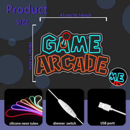 Arcade Gamer Decor Game Arcade Neon Sign USB Powered LED Neon Light for Teen Boy Room Bedroom Wall Decor Decor Man Cave