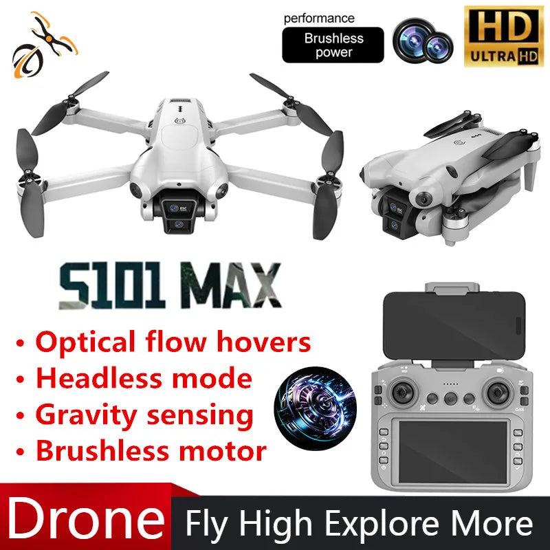 S101 MAX Drone Professinal 8K HD Dual Camera 120° Wide angle ESC 5G WiFi UAV With screen Brushless Obstacle Avoidance Quadcopter