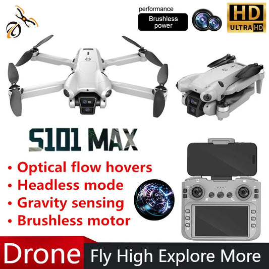 S101 MAX Drone Professinal 8K HD Dual Camera 120° Wide angle ESC 5G WiFi UAV With screen Brushless Obstacle Avoidance Quadcopter