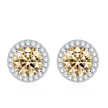 Tezzc Moissanite Stud Earrings for Women 925 Sterling Silver Green Blue Pink Red Black Blue Sparkling Moissanite Studs Earring