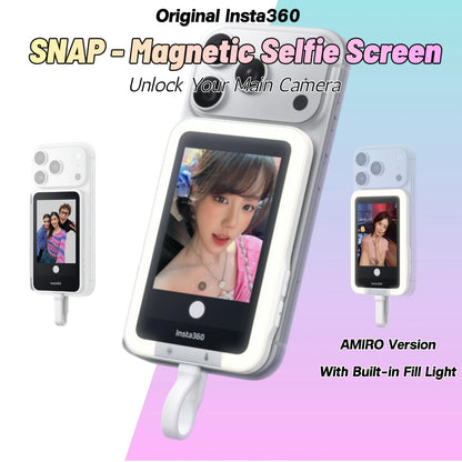 Insta360 Snap Selfie Screen 3.5" Phone Monitor with Fill Light USB-C Screen Mirroring for iPhone Android 4K Preview