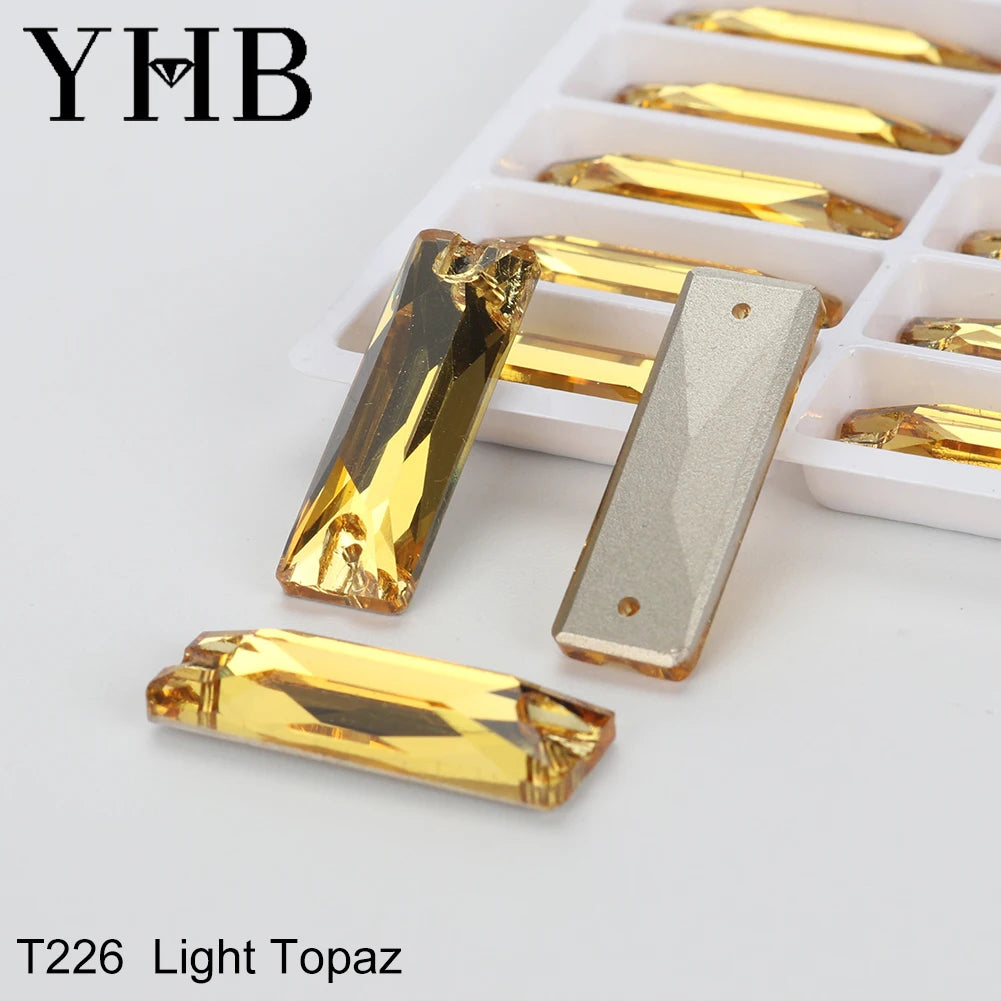 YHB Top Quality Cosmic Baguetee Glass Crystal AB Moonlight Sewing Stones Flatback Sew on Rhinestones For Garment Clothes Bags