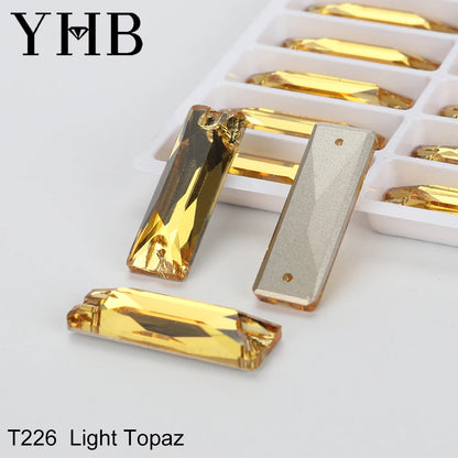 YHB Top Quality Cosmic Baguetee Glass Crystal AB Moonlight Sewing Stones Flatback Sew on Rhinestones For Garment Clothes Bags