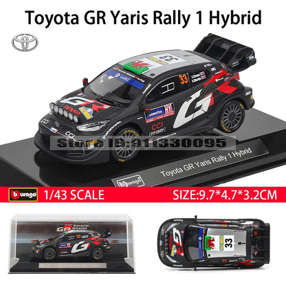 Bburago 1:43 WRC Toyota GR Yaris Rally1 Hybrid Rovanpera #69 Ogier #17 Alloy Luxury Vehicle Diecast Pull Back Cars Model Toy