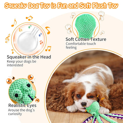 Squeaky Octopus Plush Dog Toy Indestructible Teething Chew Toy Interactive Sound Pet Stress Relief Boredom Toy for Dogs and Cats