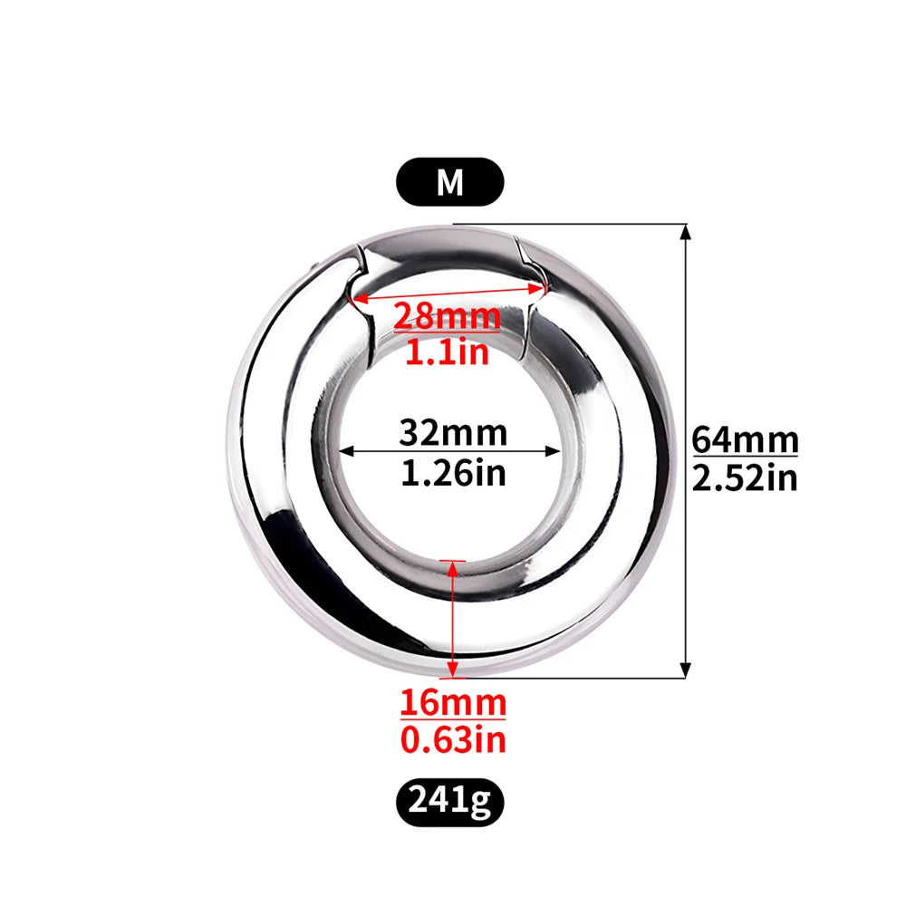 LEZEE Stainless Steel Semen Lock Rings Scrotum Drop Ring Heavy Metal Testicular Stretcher Rings Weight Hanging BDSM Cockring