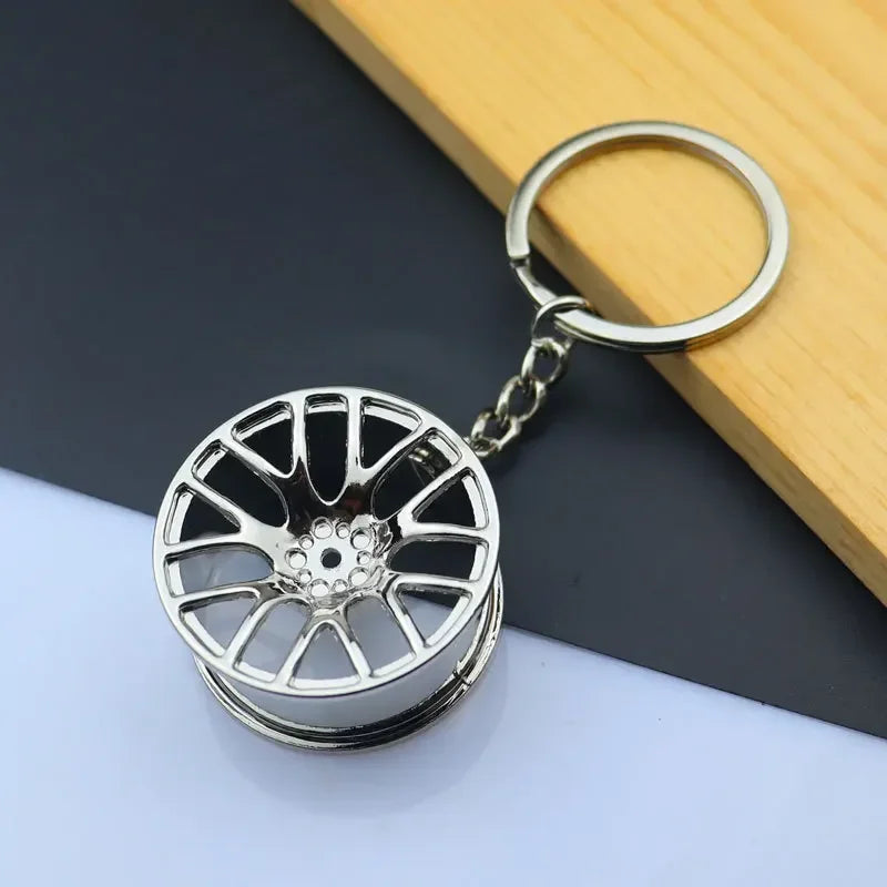 Metal Mini Car Auto Creative Wheel Keychain Parts Auto Enthusiast  Accessories KeyKeyring Ring Chain for Men Woman Lover Gift