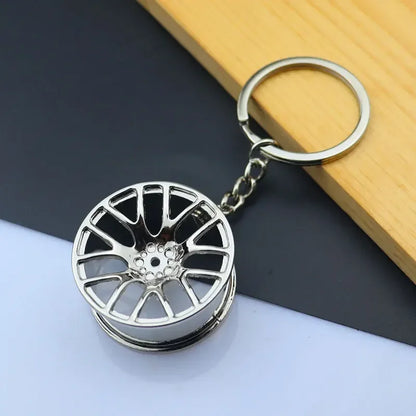 Metal Mini Car Auto Creative Wheel Keychain Parts Auto Enthusiast  Accessories KeyKeyring Ring Chain for Men Woman Lover Gift