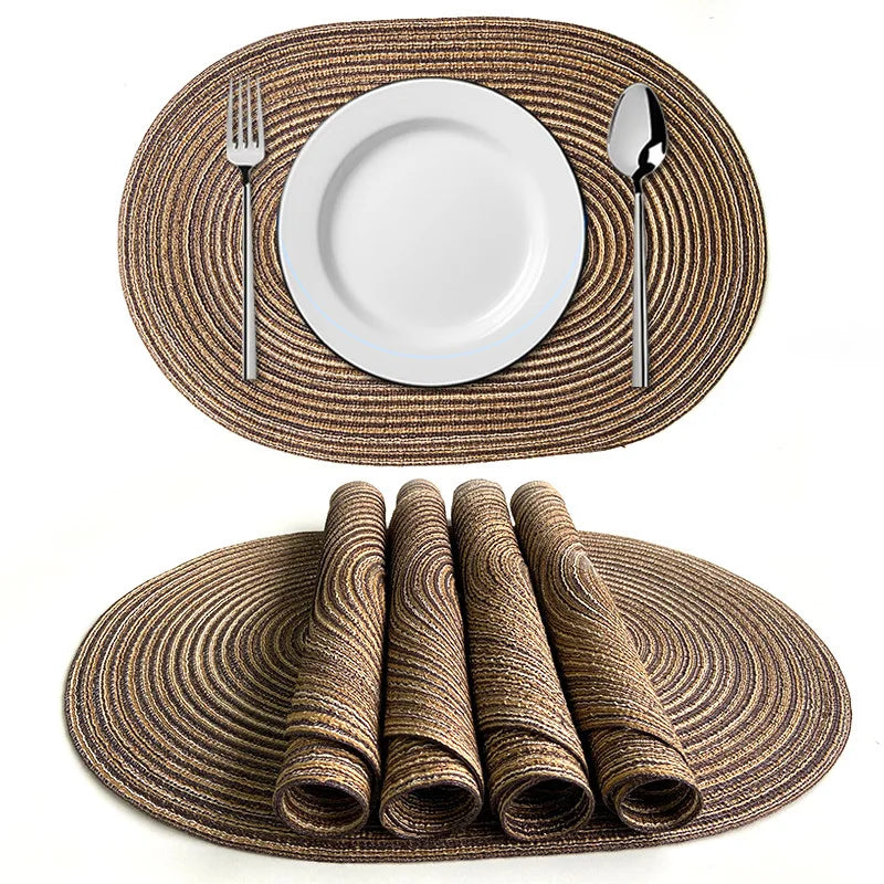 1/4/6/10PCS Oval Table Mats Braided Placemats for Dining Tables Natural Woven Oversized Place Mats Set 테이블매트 салфетки на стол