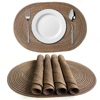 1/4/6/10PCS Oval Table Mats Braided Placemats for Dining Tables Natural Woven Oversized Place Mats Set 테이블매트 салфетки на стол
