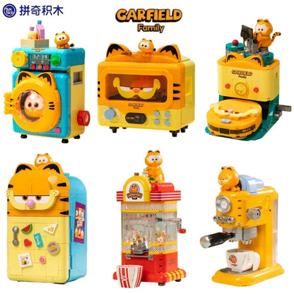 Pantasy Garfield Building Blocks Kawaii Refrigerator Machine Small Particles Children Assembled Toy Splicing Model Ornament Gift