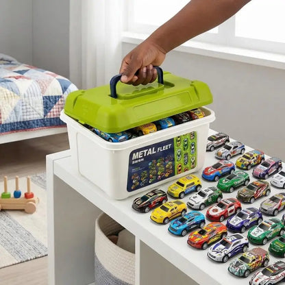 10/30/50Pcs Random Mini Alloy Car Model Diecast Cars Toys With Storage Box Christmas Gift For Kids Sliding Inertia Vehicle Toys