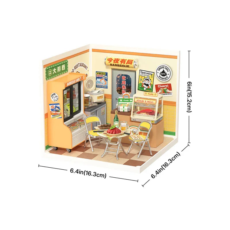 Rolife DIY Miniature House Kit Model Building Craft Kit with LED for Adults Kids Panda Hot Pot and Night Out Food Stall