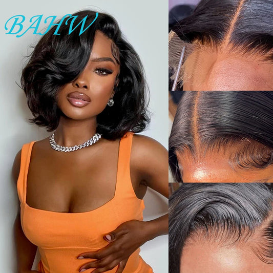 Malaysian Hair 13x4 Transparent Lace Frontal Body Wave Bob Wig 100% Virgin Human Hair Wig 4x4 Lace Closure Bob Wig For Women
