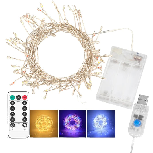Remote Control Garland Fairy Lights 5V DC LED Firecracker Weaving String Light USB Battery Powered for Wedding Decoration