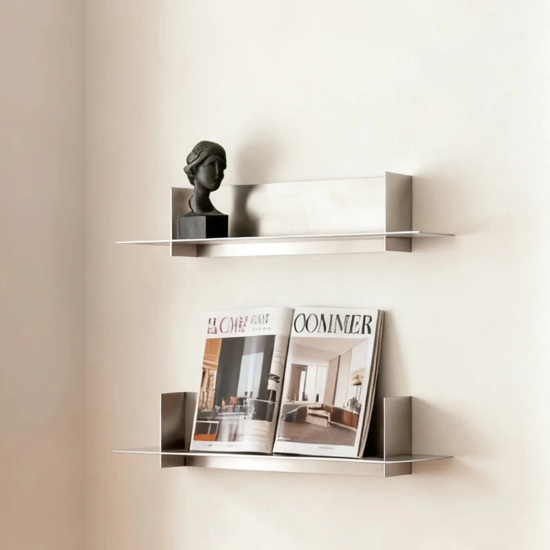 ‌Industrial Wall Floating Bookshelf Creative Modular Storage Rack Living Room Display Organizer Stainless Steel Retail Shelf