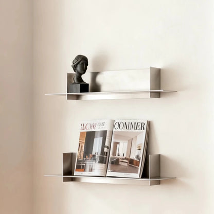 ‌Industrial Wall Floating Bookshelf Creative Modular Storage Rack Living Room Display Organizer Stainless Steel Retail Shelf