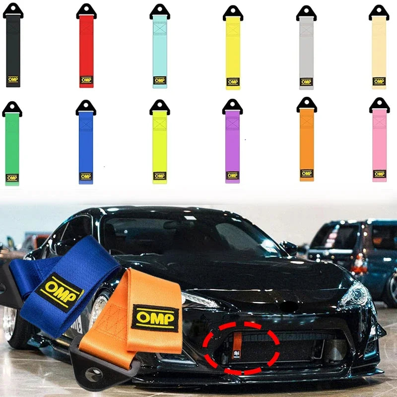 High-Strength Car Nylon Tow Strap Car Tow Ropes Trailer Ropes Bumper Trailer Max 2 Tons Towing Strap With Nut Auto Accessories