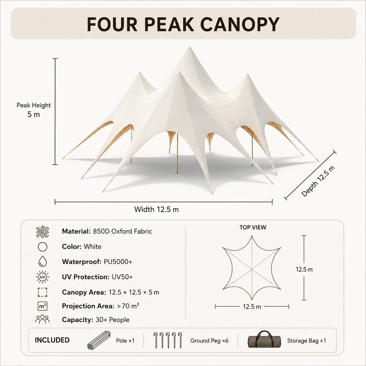 Waterproof Canvas Lotus Tipi Tent Wood Pole Glamping Tent Outdoor Resort Camping Wedding Event Custom Design
