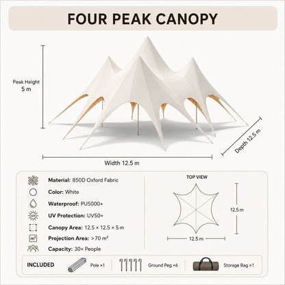 Waterproof Canvas Lotus Tipi Tent Wood Pole Glamping Tent Outdoor Resort Camping Wedding Event Custom Design