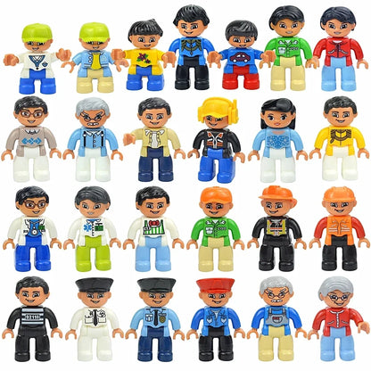 Figures Dolls Big Size Building Blocks Family Action Workers Doctor Police Farmer Compatible Large Bricks Duploes Kid Toys