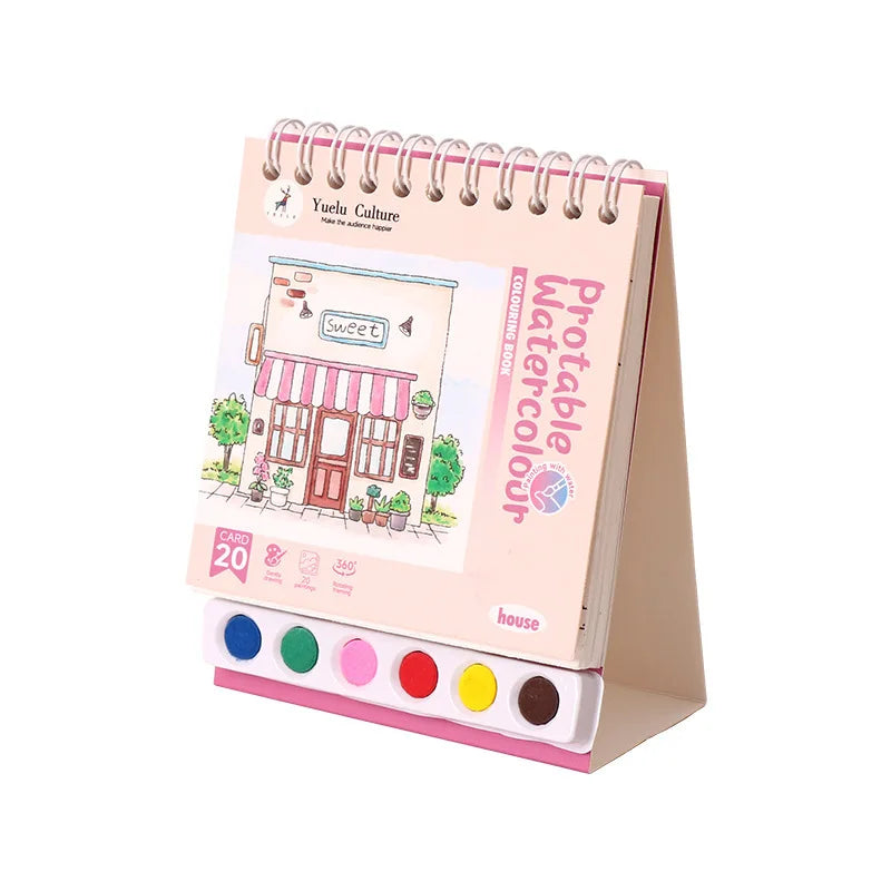 Bview Art Creative Kids Spiral Gouache Painting Set with Paints, DIY Coloring Doodle Book & Tabletop Art Kit