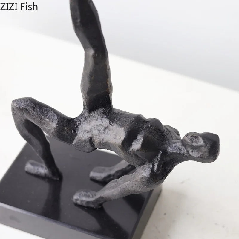 Retro Metal Figure Sculpture Black Art Statue Character Ornaments Home Accessories Decoration Display Model Figurines Gifts