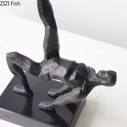 Retro Metal Figure Sculpture Black Art Statue Character Ornaments Home Accessories Decoration Display Model Figurines Gifts